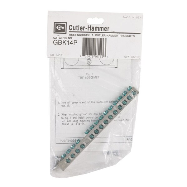 Eaton Cutler-Hammer Eaton Cutler-Hammer 0 amps N/A V 14 space 14 circuits Bolt-On Mount Ground Bar Kit GBK14P - main
